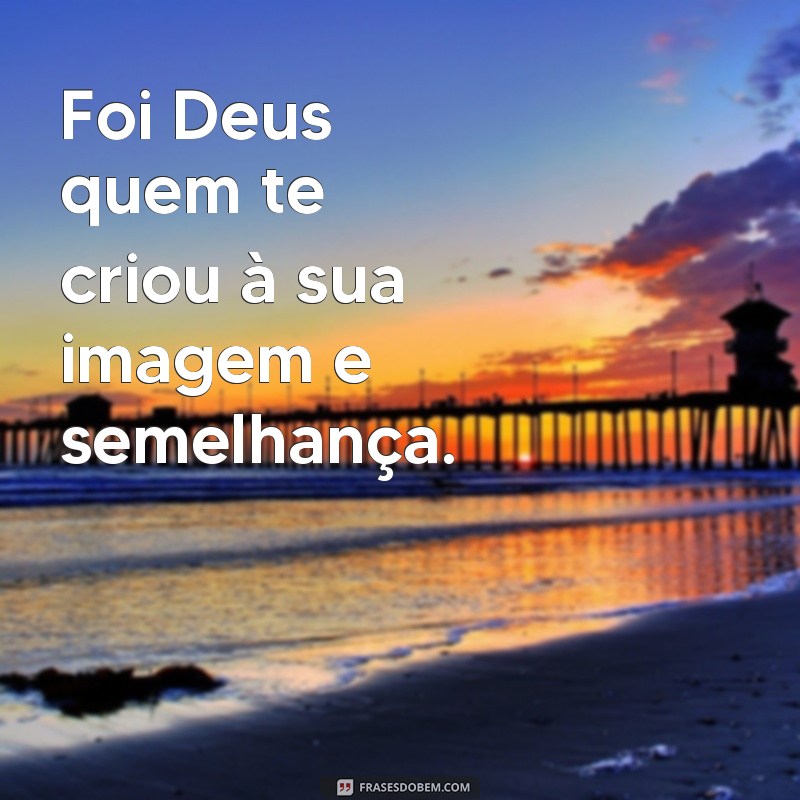 frases foi Deus que fez você Foi Deus quem te criou à sua imagem e semelhança.