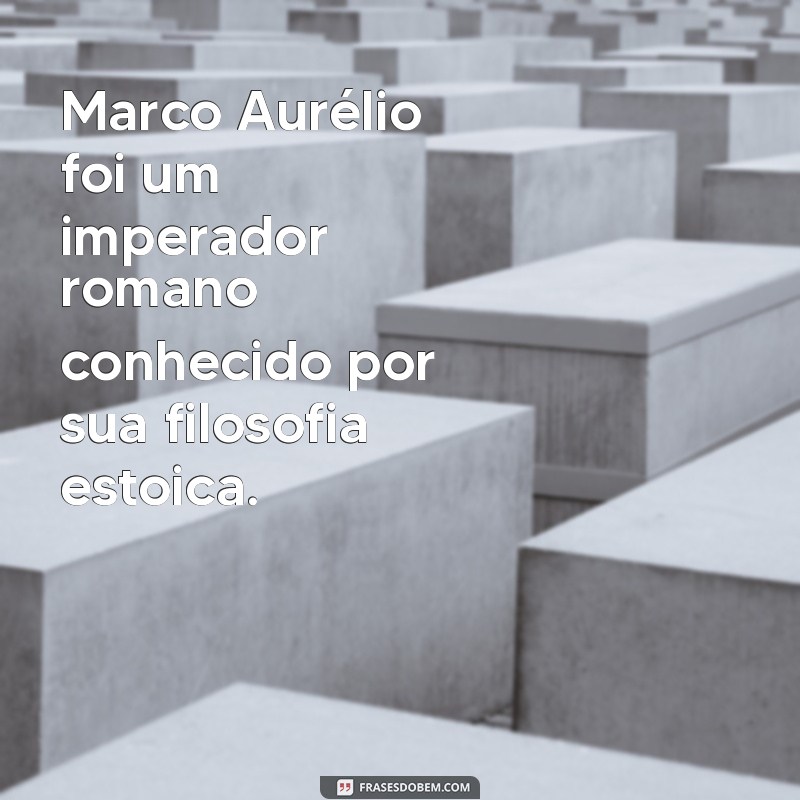 quem foi marco aurelio Marco Aurélio foi um imperador romano conhecido por sua filosofia estoica.