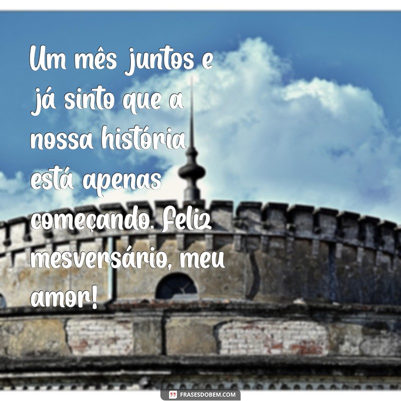 mensagem mesversario Um mês juntos e já sinto que a nossa história está apenas começando. Feliz mesversário, meu amor!