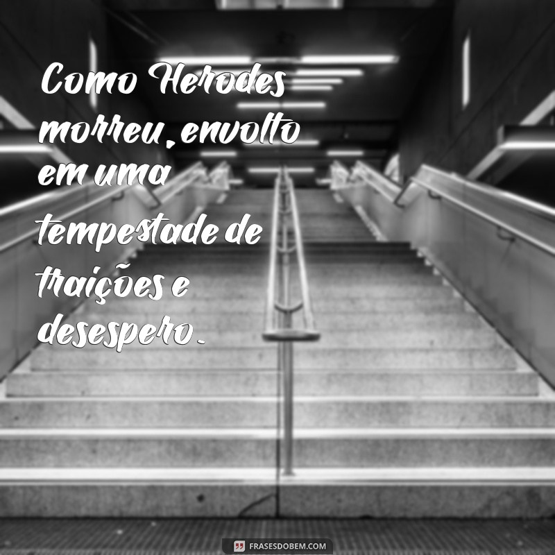 como herodes morreu Como Herodes morreu, envolto em uma tempestade de traições e desespero.