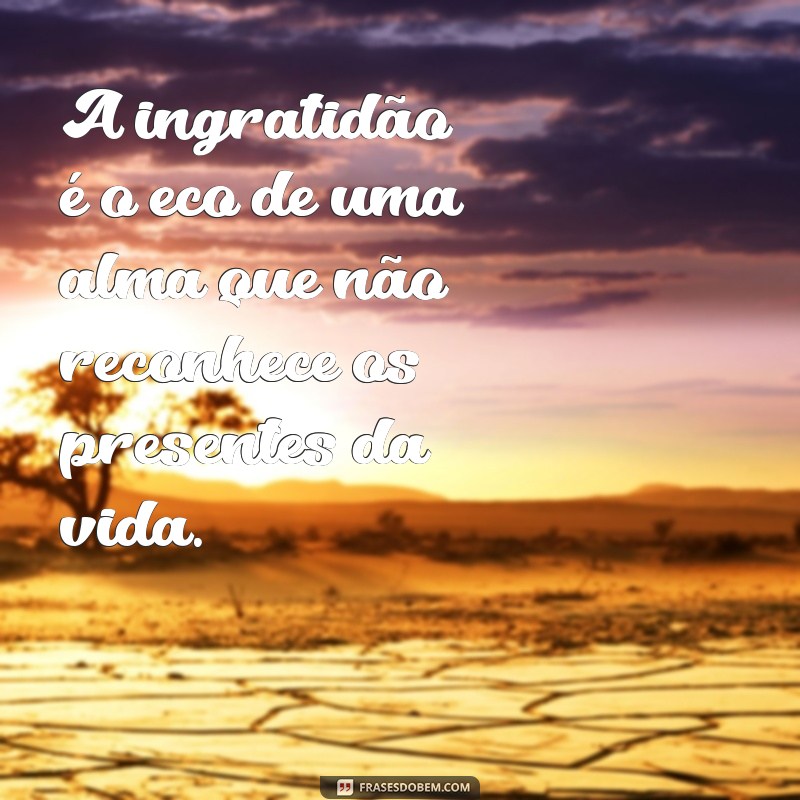 mensagem de ingratidão A ingratidão é o eco de uma alma que não reconhece os presentes da vida.