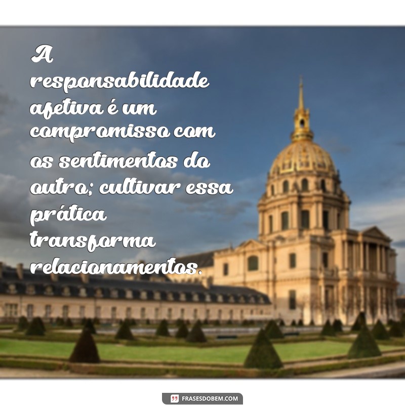 mensagem sobre responsabilidade afetiva A responsabilidade afetiva é um compromisso com os sentimentos do outro; cultivar essa prática transforma relacionamentos.