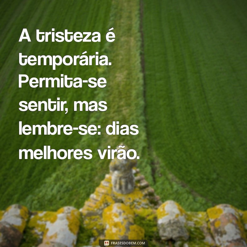 mensagem para pessoas triste A tristeza é temporária. Permita-se sentir, mas lembre-se: dias melhores virão.