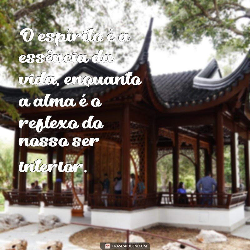 o que e espírito e alma O espírito é a essência da vida, enquanto a alma é o reflexo do nosso ser interior.