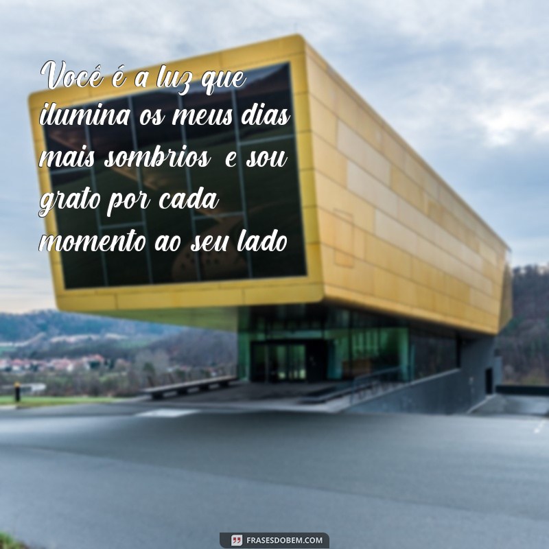 declaração para alguem especial Você é a luz que ilumina os meus dias mais sombrios, e sou grato por cada momento ao seu lado.