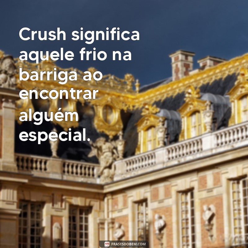 crush significa Crush significa aquele frio na barriga ao encontrar alguém especial.