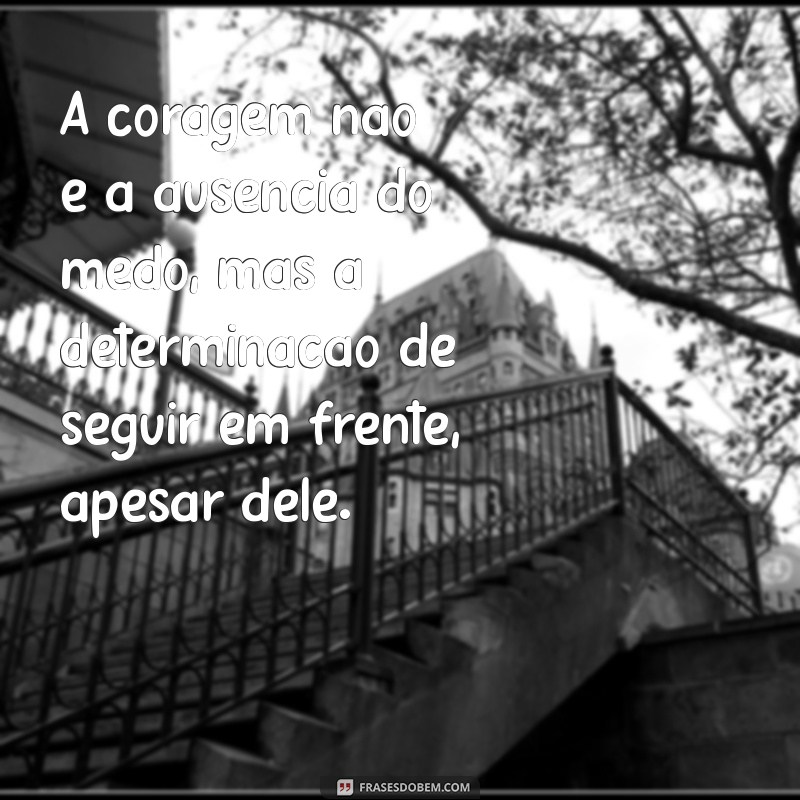 mensagem de coragem e atitude A coragem não é a ausência do medo, mas a determinação de seguir em frente, apesar dele.