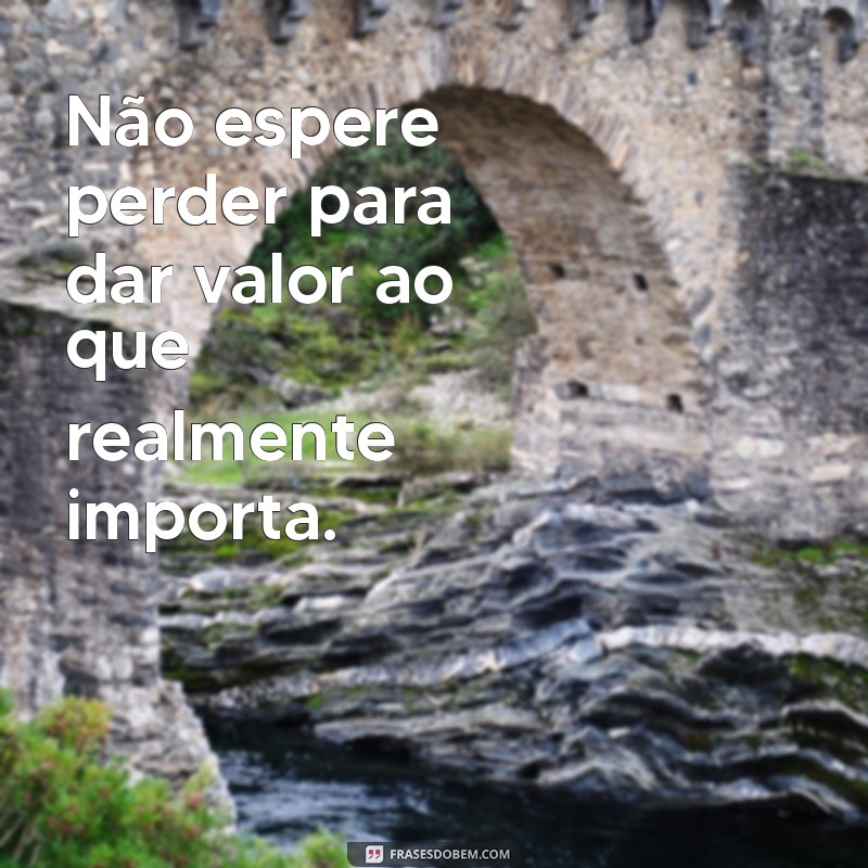 não espere perder pra dar valor Não espere perder para dar valor ao que realmente importa.