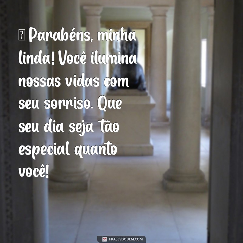 coração:hu4_mj8wass= mensagem de aniversário para filha ❤️ Parabéns, minha linda! Você ilumina nossas vidas com seu sorriso. Que seu dia seja tão especial quanto você!