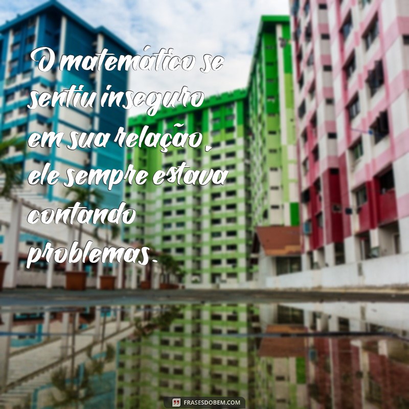 trocadilhos de duplo sentido O matemático se sentiu inseguro em sua relação, ele sempre estava contando problemas.