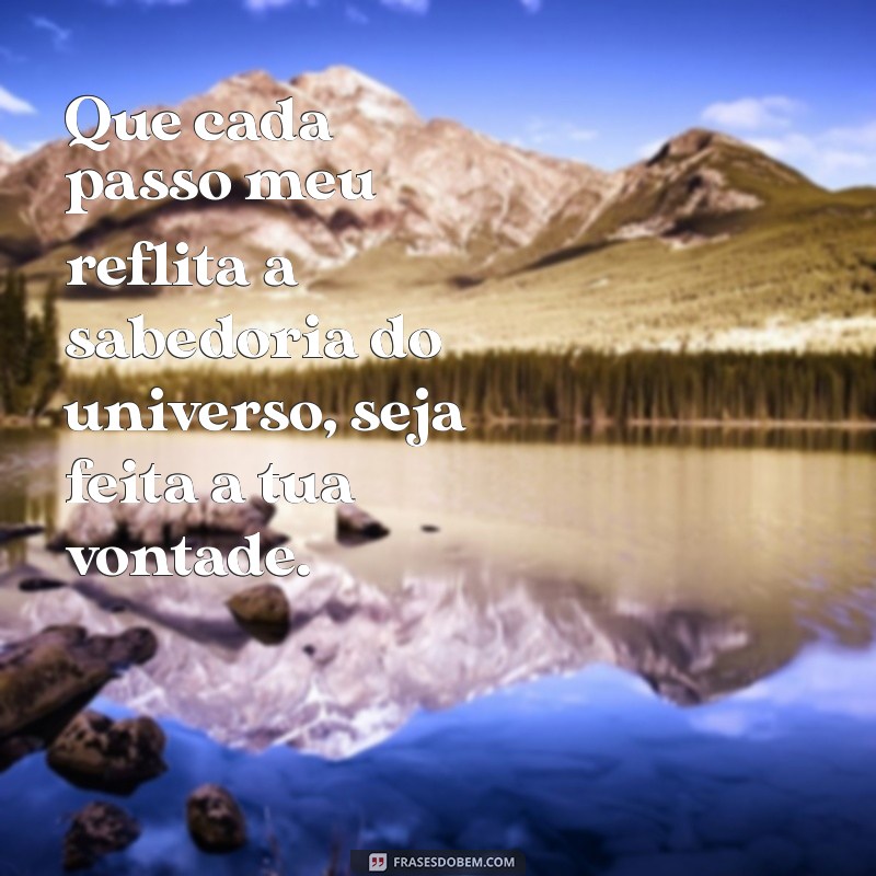 seja feita a tua vontade Que cada passo meu reflita a sabedoria do universo, seja feita a tua vontade.