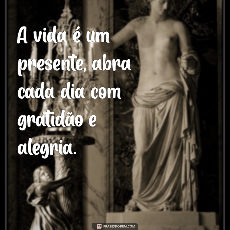 frases bonitas sobre a vida A vida é um presente, abra cada dia com gratidão e alegria.