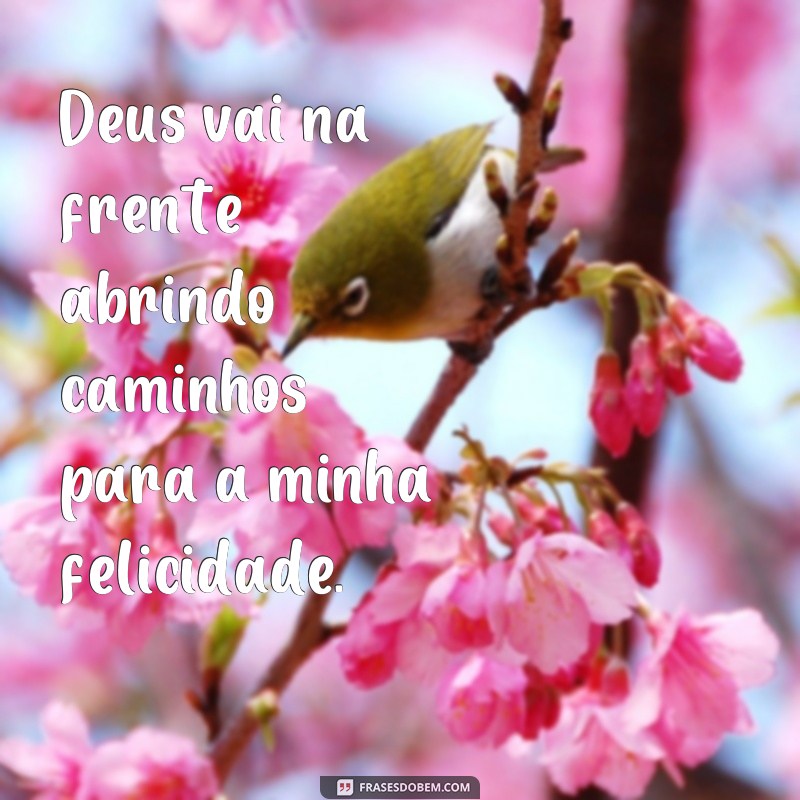 frases Deus vai na frente abrindo Deus vai na frente abrindo caminhos para a minha felicidade.