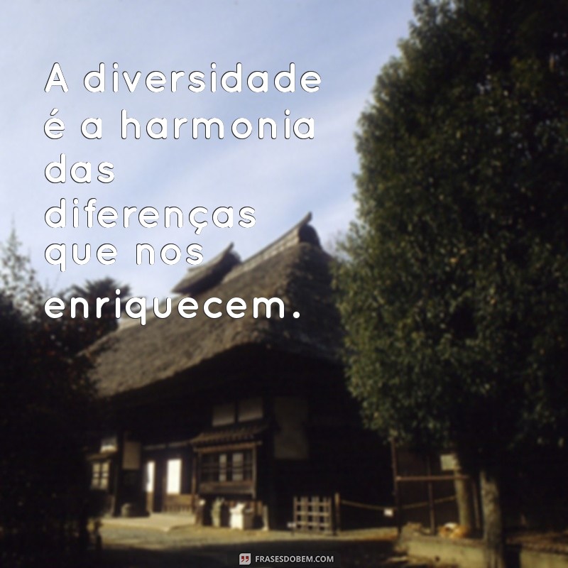 frases sobre a diversidade A diversidade é a harmonia das diferenças que nos enriquecem.