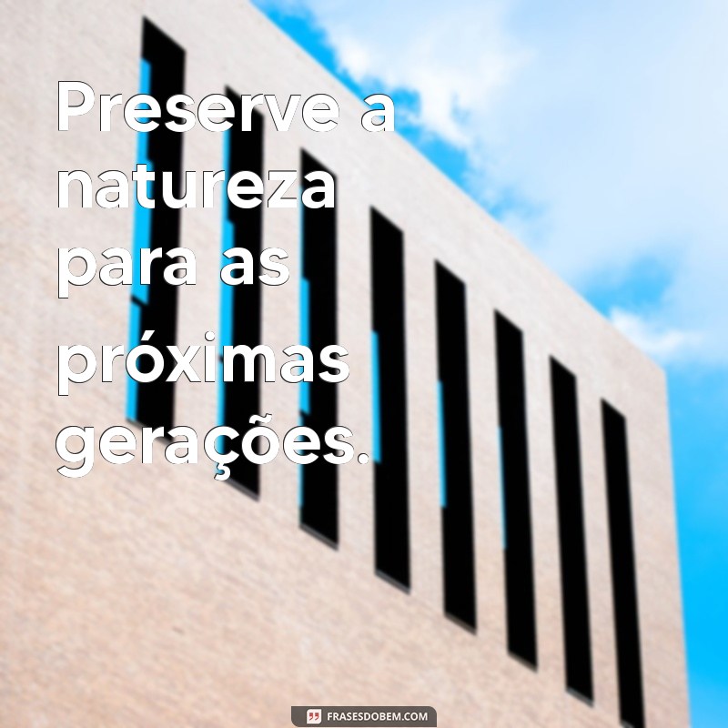 frases sobre o meio ambiente curtas Preserve a natureza para as próximas gerações.