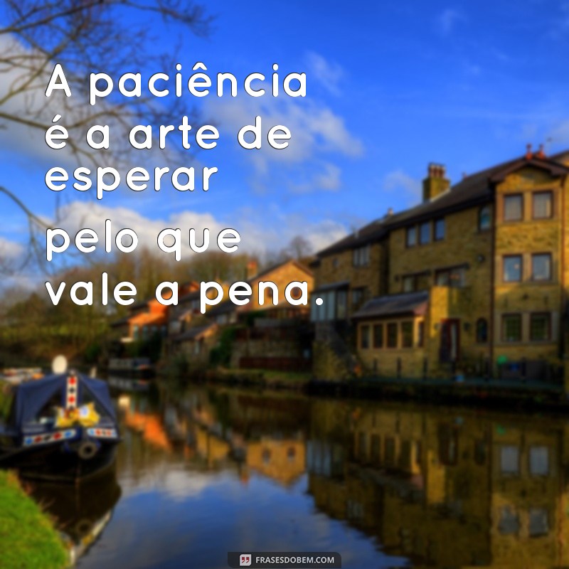 saber esperar A paciência é a arte de esperar pelo que vale a pena.