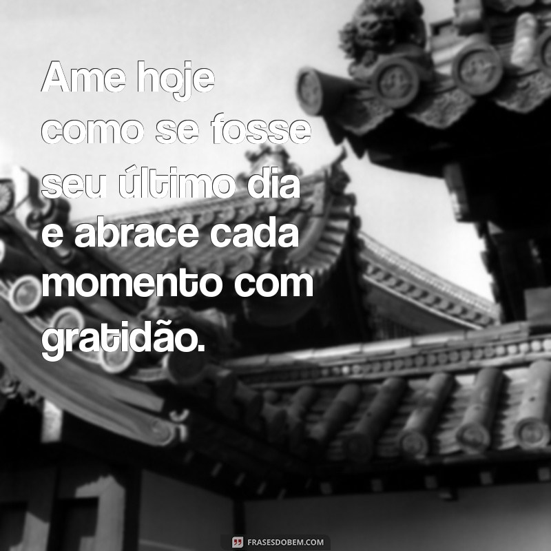 ame hoje abrace hoje frases Ame hoje como se fosse seu último dia e abrace cada momento com gratidão.