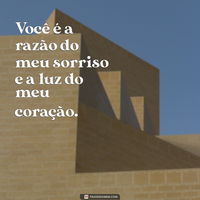 mensagens de amor e carinho para uma pessoa especial Você é a razão do meu sorriso e a luz do meu coração.