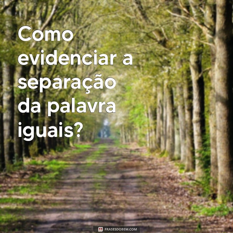 Aprenda a Separar a Palavra Iguais de Forma Correta: Dicas e Exemplos 