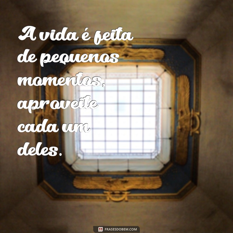 uma frases pequena e bonita A vida é feita de pequenos momentos, aproveite cada um deles.