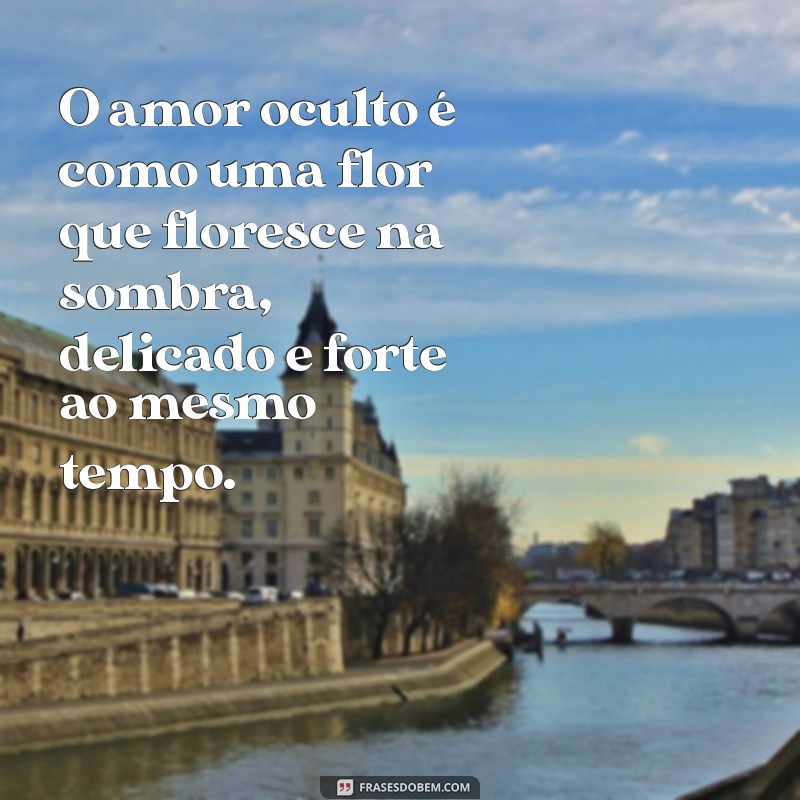 amor oculto O amor oculto é como uma flor que floresce na sombra, delicado e forte ao mesmo tempo.