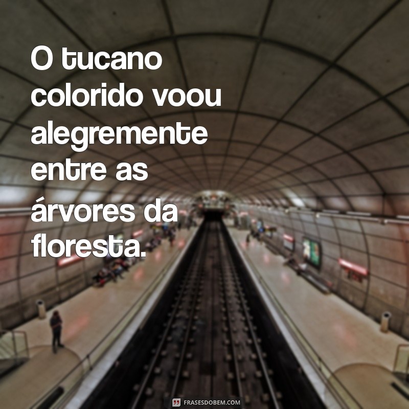 frases com a palavra tucano O tucano colorido voou alegremente entre as árvores da floresta.