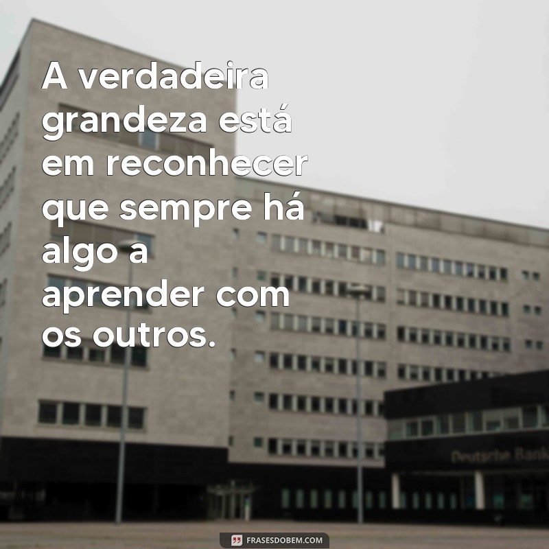 mensagem de sabedoria e humildade A verdadeira grandeza está em reconhecer que sempre há algo a aprender com os outros.