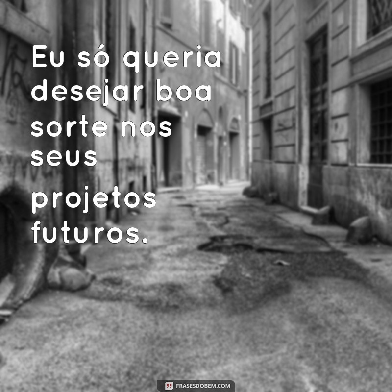 frases eu so queria desejar boa sorte Eu só queria desejar boa sorte nos seus projetos futuros.