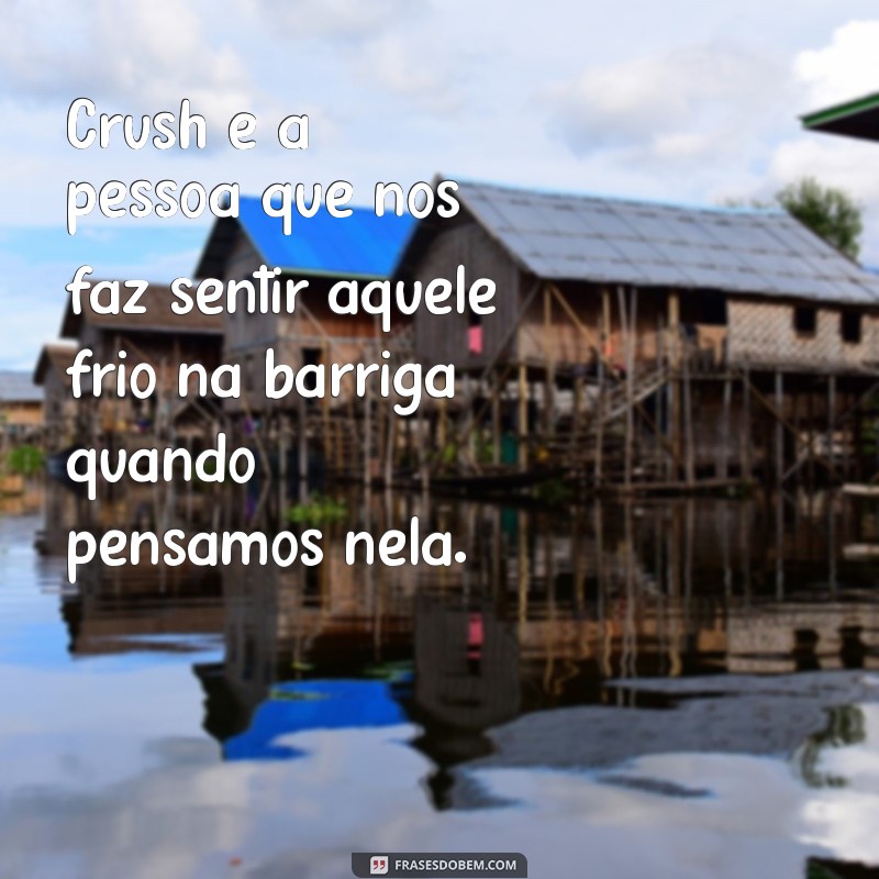 o'que significa crush nas redes sociais Crush é a pessoa que nos faz sentir aquele frio na barriga quando pensamos nela.