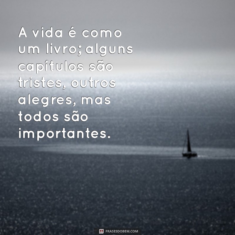 cintra mensagem A vida é como um livro; alguns capítulos são tristes, outros alegres, mas todos são importantes.