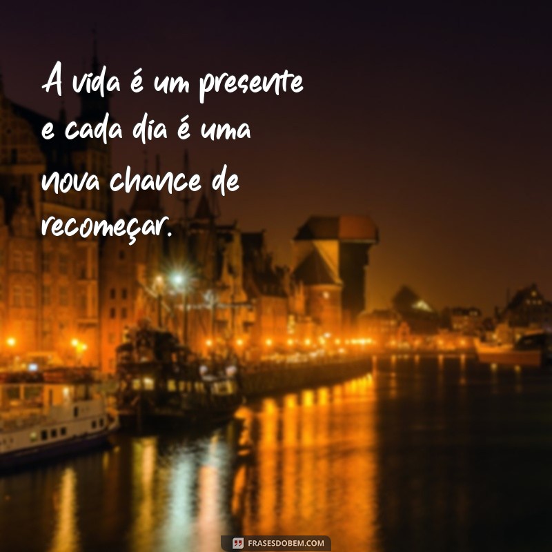 frases de aceitação da vida A vida é um presente e cada dia é uma nova chance de recomeçar.