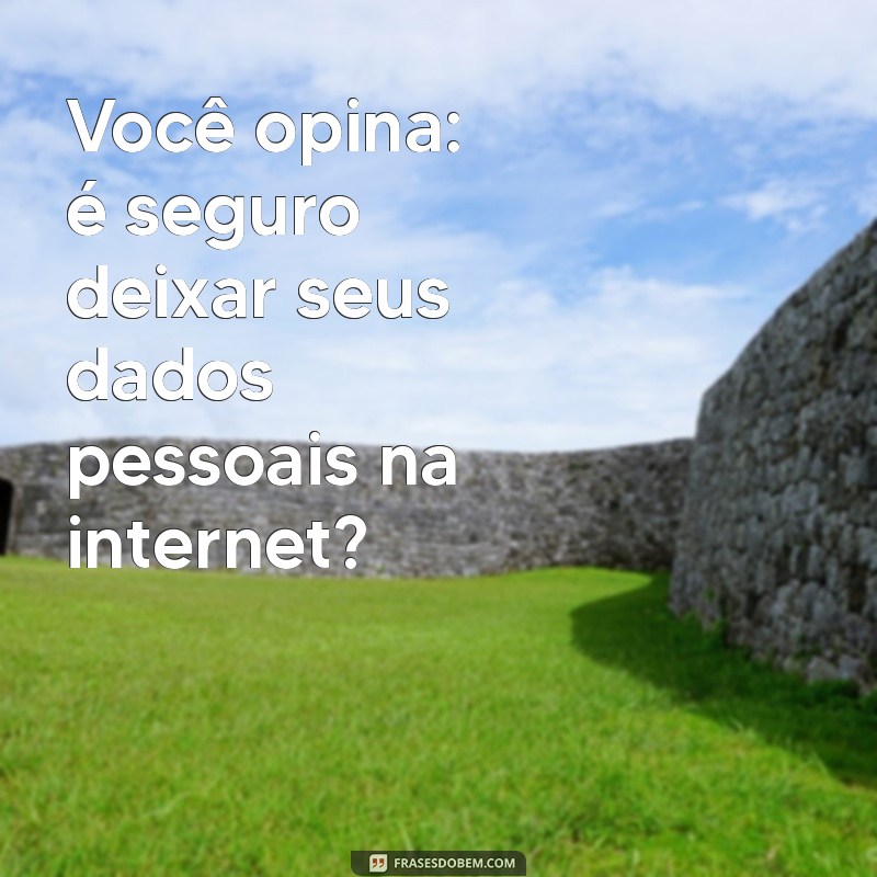 você opina é seguro Você opina: é seguro deixar seus dados pessoais na internet?