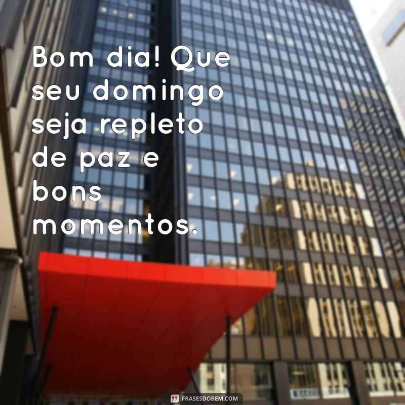 frases bom dia de domingo Bom dia! Que seu domingo seja repleto de paz e bons momentos.