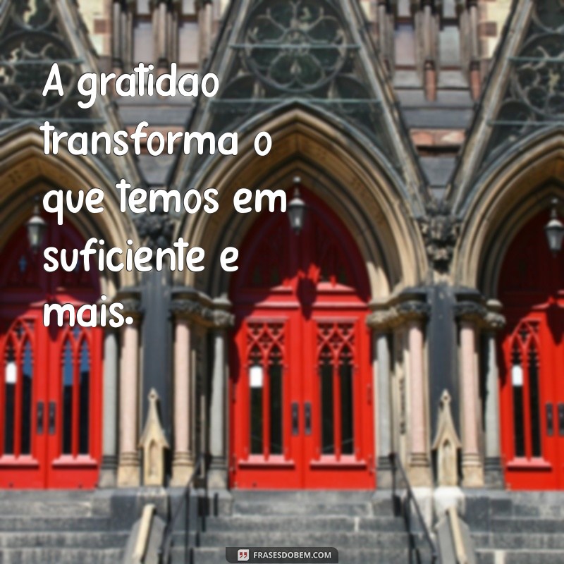 mensagem de reflexão e gratidão A gratidão transforma o que temos em suficiente e mais.