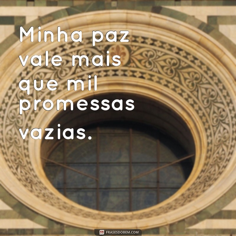 frases minha paz vale mais Minha paz vale mais que mil promessas vazias.