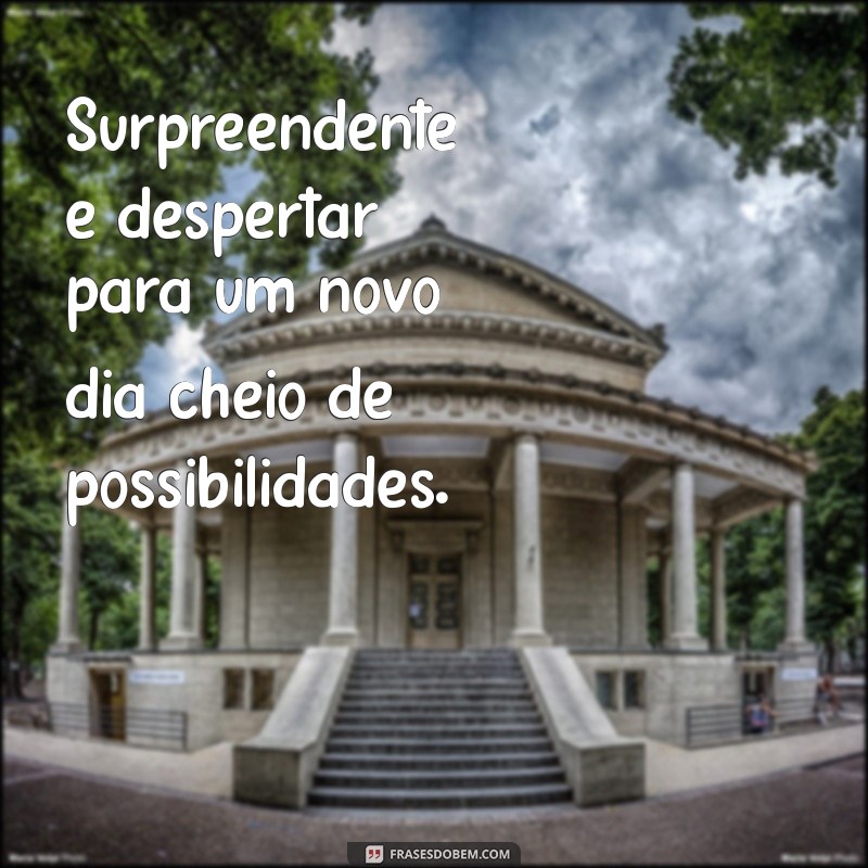 surpreendente Surpreendente é despertar para um novo dia cheio de possibilidades.