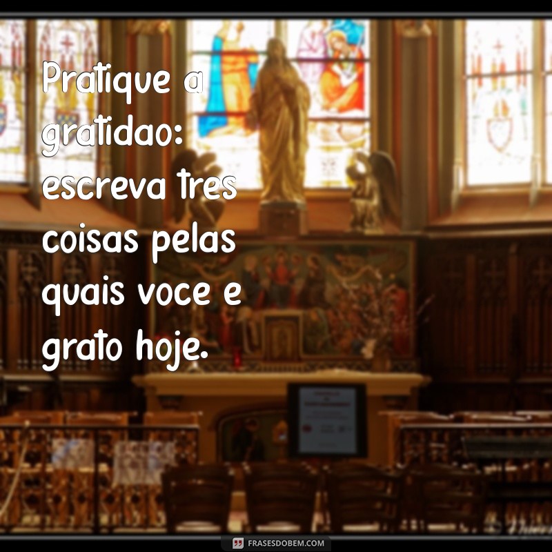 como ficar feliz agora Pratique a gratidão: escreva três coisas pelas quais você é grato hoje.