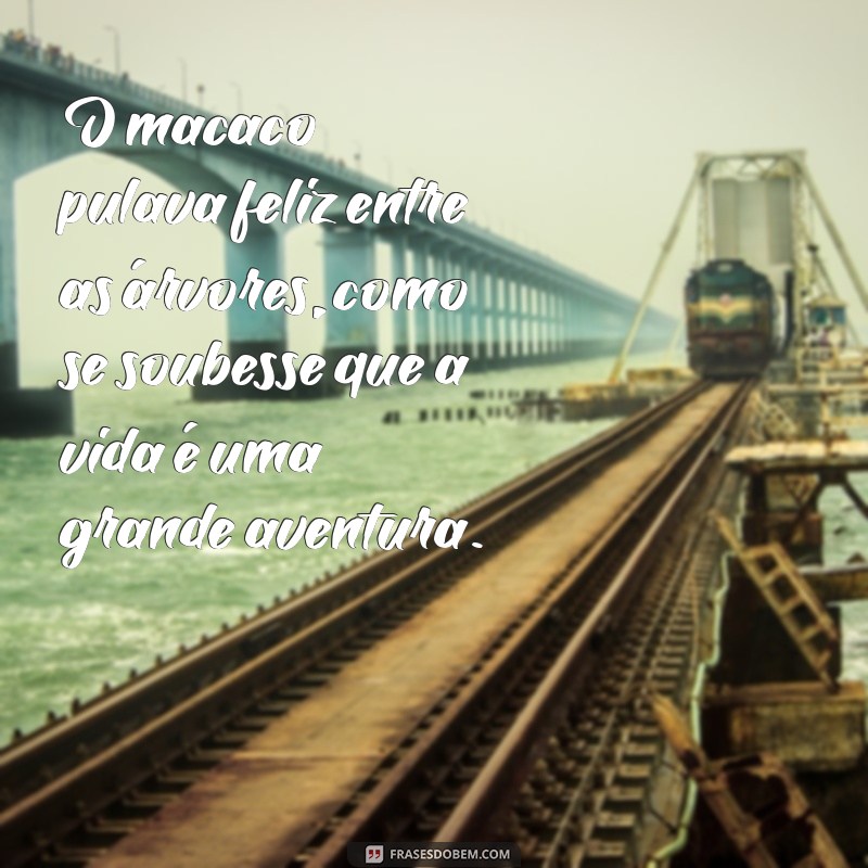 frases com a palavra macaco O macaco pulava feliz entre as árvores, como se soubesse que a vida é uma grande aventura.