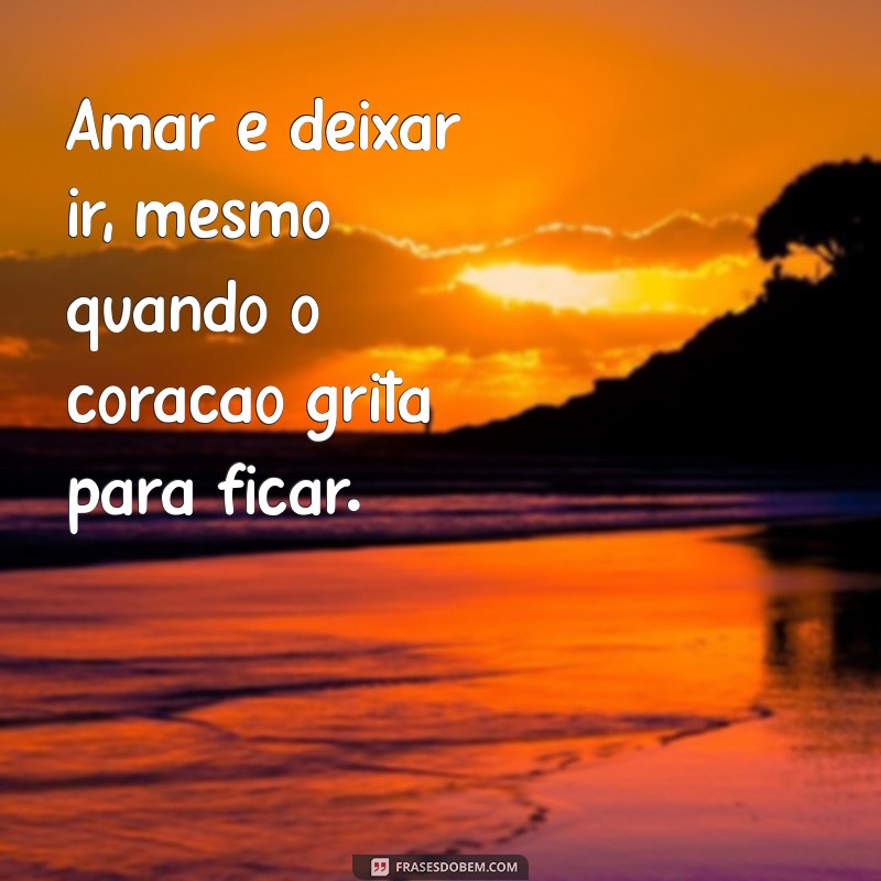 amar é deixar ir frases Amar é deixar ir, mesmo quando o coração grita para ficar.