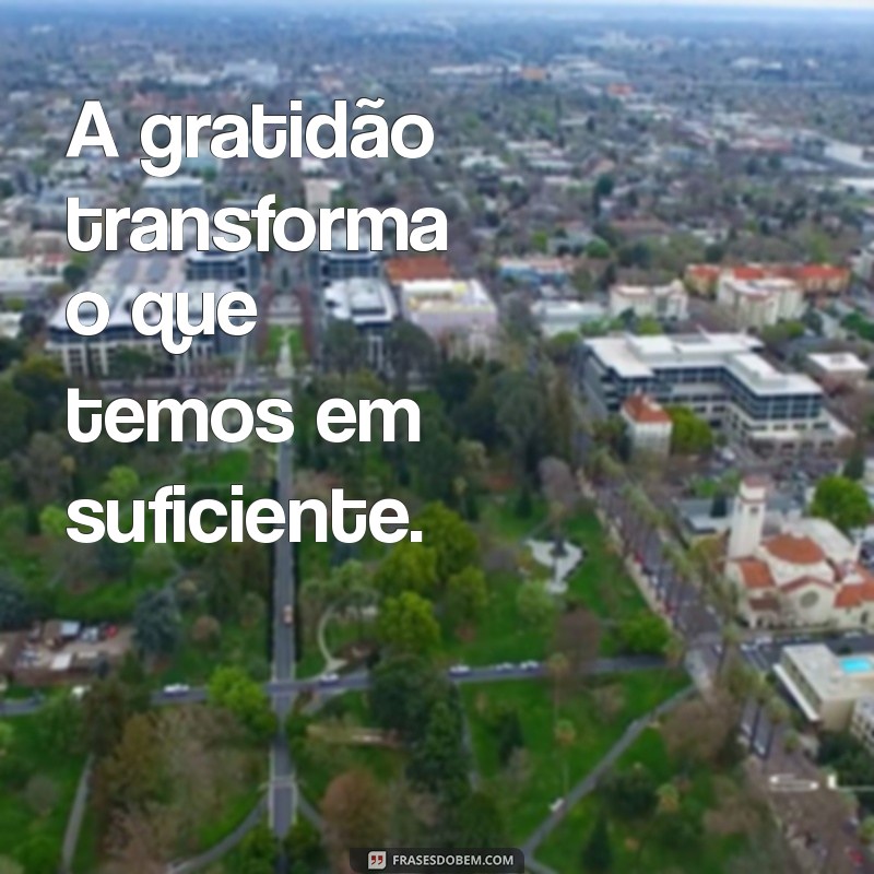 mensagem sobre agradecimento A gratidão transforma o que temos em suficiente.