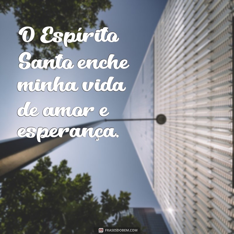 espirito enche a minha vida O Espírito Santo enche minha vida de amor e esperança.