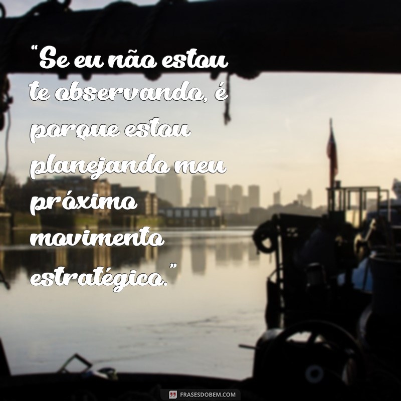 mensagem de gato “Se eu não estou te observando, é porque estou planejando meu próximo movimento estratégico.”