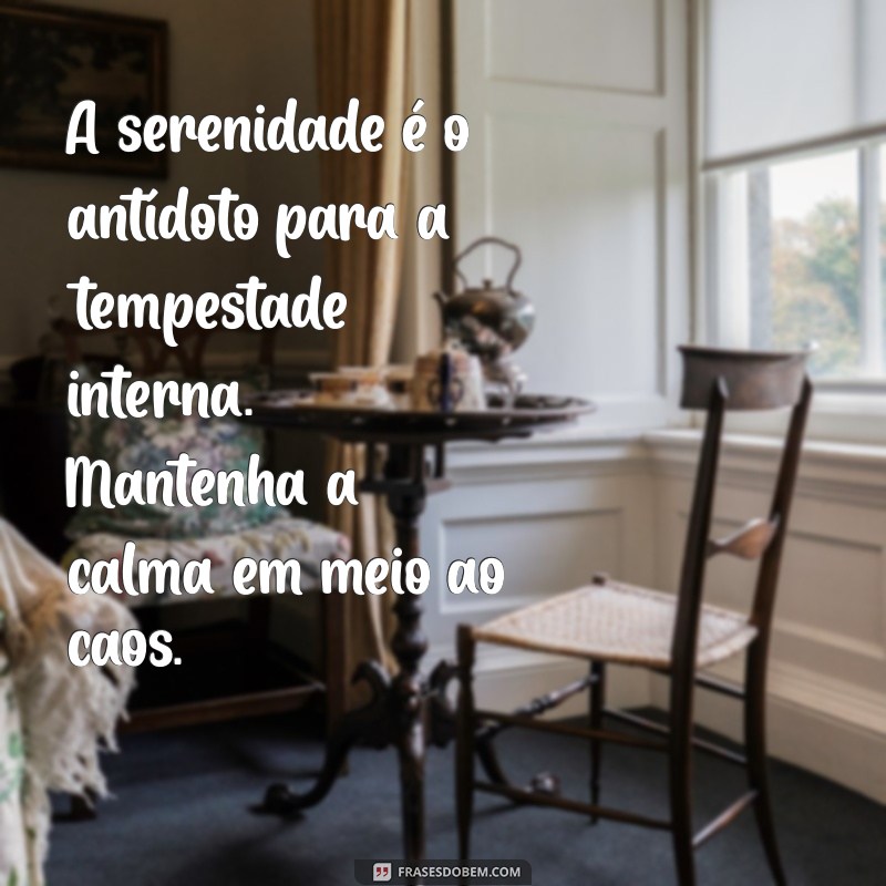 mensagem gotas de sabedoria A serenidade é o antídoto para a tempestade interna. Mantenha a calma em meio ao caos.