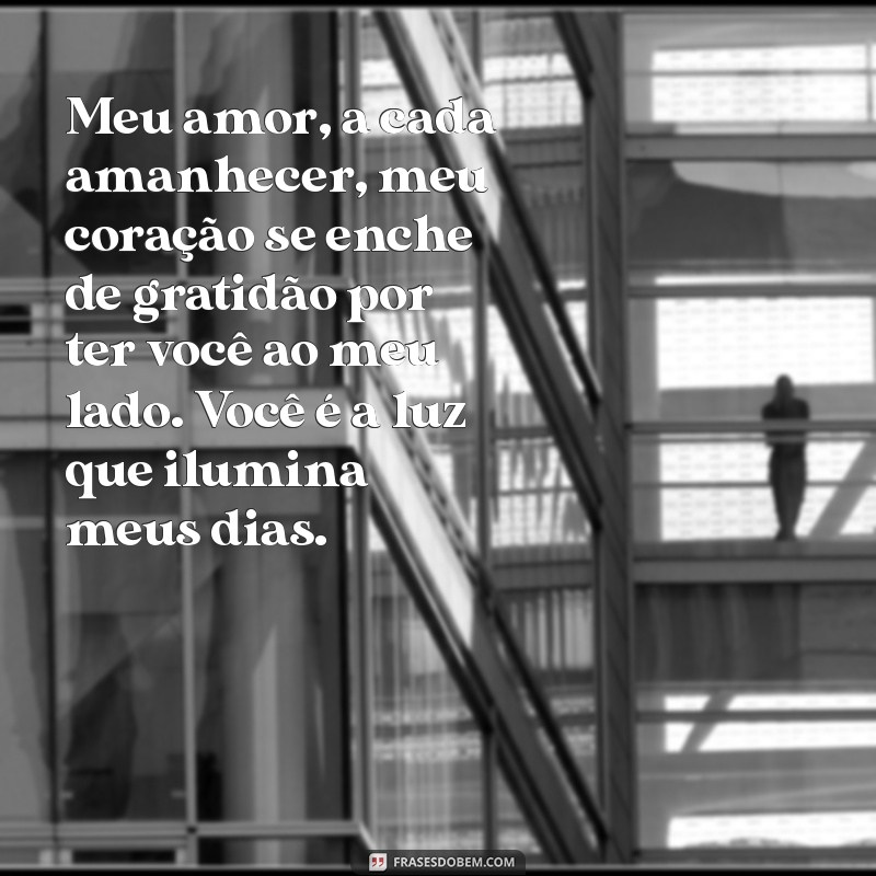 declaração carta de amor Meu amor, a cada amanhecer, meu coração se enche de gratidão por ter você ao meu lado. Você é a luz que ilumina meus dias.