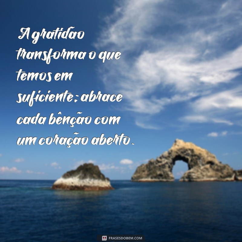 gratidão:lwi-wsigtva= frases de motivação A gratidão transforma o que temos em suficiente; abrace cada bênção com um coração aberto.