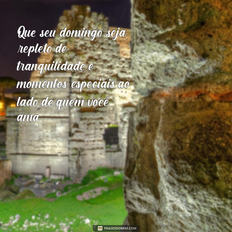 mensagens de um ótimo domingo Que seu domingo seja repleto de tranquilidade e momentos especiais ao lado de quem você ama!