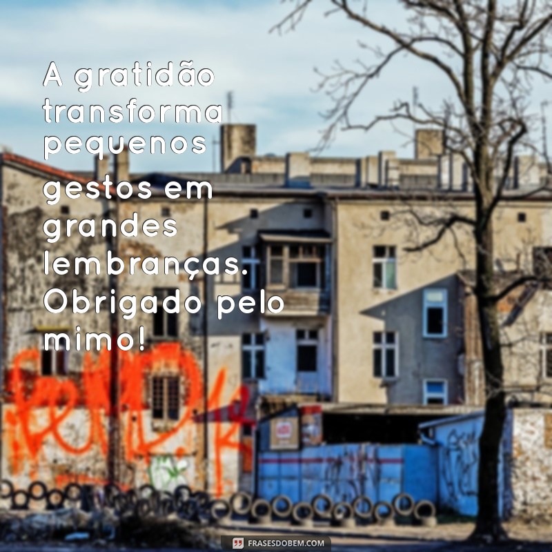 agradecer pelo mimo recebido A gratidão transforma pequenos gestos em grandes lembranças. Obrigado pelo mimo!