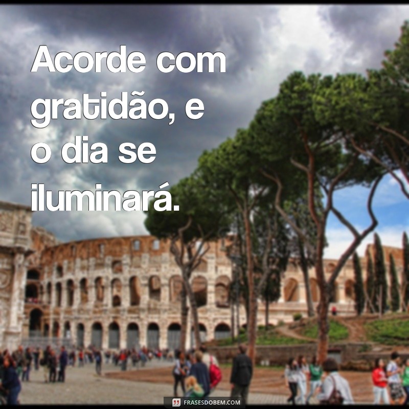 palavra motivacional de bom dia Acorde com gratidão, e o dia se iluminará.