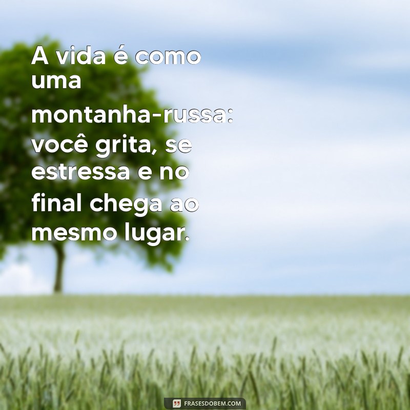 o mundo da voltas frases ironicas A vida é como uma montanha-russa: você grita, se estressa e no final chega ao mesmo lugar.