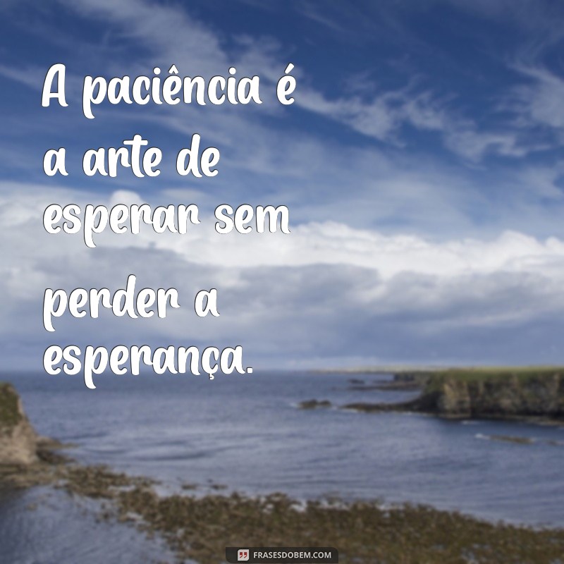 msg de sabedoria A paciência é a arte de esperar sem perder a esperança.